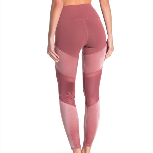 Alo Rosewood Velvet Pink leggings - Picture 2 of 3